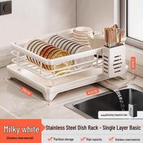 Nordic Stainless Steel Dish Drying Rack balta spalva