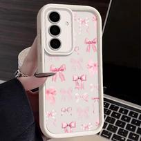 Rožinės kaspinų dėklas Samsung Galaxy S25 S24 Ultra Edge S23 S22 Plus S21 FE A15 A16 A26 A35 A36 A54 A55 A56 5G Dangtelis Kaklaraiščiai Galaxy S25+