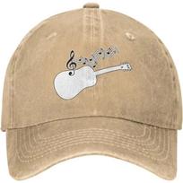 Mens Womens Adjustable Baseball Cap with Acoustic Guitar Musical Notes Pattern Denim Fabric Snapback Classic Hat - Men's Summ... S įvairiaspalvis