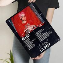 Lil Peep HELLBOY Albumo Viršelis Metalinis Plakatas Sienos Meno Dekoras Muzikos Gerbėjų Kambario Dekoravimui 20x30cm（7.8x11.8inch） red