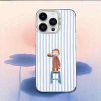 Mokey C-Curious G-George telefono dėklas, skirtas iPhone 16,15,14,13,12,11,Mini,Pro,E,MAX, Baltas Saldainis, Matinis, Atsparus smūgiams dangtelis iPhone12
