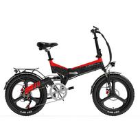 Elektrinis dviratis LANKELEISI G650 500W variklis 48V12.8AH Suaugusiųjų nešiojamas elektrinis dviratis 20 colių Fire Miesto jungiklis e-Bike Red