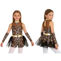 Vaikų urvinio žmogaus kostiumas su leopardo rašto kombinezonu, pirštinėmis, metalinio tinklelio intarpais, be rankovių, tutu, vientisas, Helovino, scenos vakarėliams 5-6 Years ruda