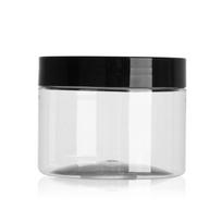 250/300/400ml Tuščias skaidrus plastikinis kosmetikos makiažo indelis, veido kremo mėginukų talpyklė, želė dėžutė, su plačiu kakleliu, maisto konteineris, tuščias buteliukas 300ml juoda