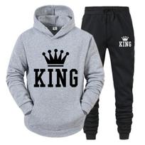 King Tracksuit Vyriški komplektai Žieminiai gobtuvai Kelnės 2 dalių bėgimo gobtuvai Vyriški rudens megztiniai Sportinis kostiumas S