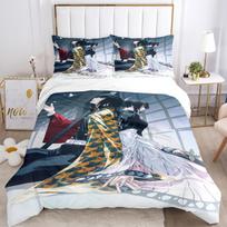 Anime Demon Slayer Print Bedding Set 2/3pieces Nezuko Bed Linen Queen Double Single King Size Duvet Cover Set Kids Adults Gift Eu Twin 135x200cm