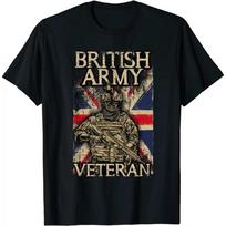 Britų kariuomenės veterano Union Jack vėliavos kareivio marškinėliai 100% medvilnė apvali apykaklė vasariniai trumparankoviai kasdieniai vyriški marškinėliai Dydis S-3XL S juoda