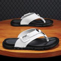 Flip Flops Summer Mens Slippers Casual Shoes Beach Sandals Outdoor Slides Walking Comfort Designer Fashion Luxury Leather 38 balta