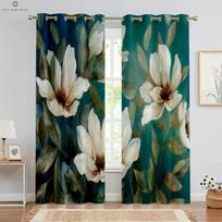 2 vnt. Vintažinės gėlės 3D spausdintos užuolaidos Tinka miegamojo, svetainės, virtuvės dekoravimui Skalbiamas mašinoje W50xH130(CM)x2PCS&Rod pocket
