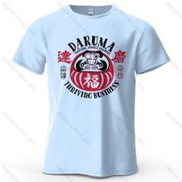 Daruma Traditional Decor Printed Men's T-Shirt 100% Cotton Oversized Cultural Graphic Tees for Women Tops Tees Casual Streetwear S