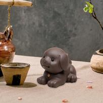Clay Puppy Tea Pet Ornaments Figurine Kung Fu Model for Desk Shelf violetinė