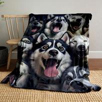 Husky Dog Print Blanket bedroom Blanket for Livingroom Couch lunch break Soft throw for Friend's festival Gift 80cm x 120cm