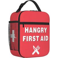 Funny Hangry First Aid Insulated Lunch Box-Emergency Snack Kit Portable Lunch Bag Reusable Lunch Tote for Women Men - Men's S... S įvairiaspalvis