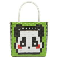 Marni Market raidės pleistras pintas audinys polipropileno pirkinių krepšys moteriški pirkinių krepšiai žalias SHMH0063JJRF08100V30 Basic Set (Bag+Dust Bag)