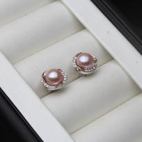 Natural Freshwater Black Pearl Earrings Jewelry Women,Bridal Silver 925 Stud Earrings with Pearls Anniversary Gift White Grey