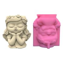 Cute Girl Pen Holder Silicone Mold Table Ornament Succulent Planter Flowerpot Molds Epoxy Resin Mold DIY Plaster Making