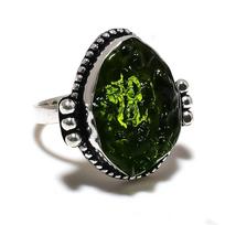 Moldavitas Kvarcas Brangakmenis Rankų Darbo 925 Sterlingas Sidabro Papuošalas Žiedo Dydis 10 c7D91 black