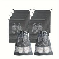 10-Pack Polyester Shoe Bags with Transparent Window–Breathable and Dustproof Travel Shoe Organizer Pouches for Luggage Packing and Storage Protection 32*44cm-10Pcs pilka spalva