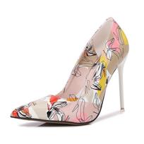 New Sexy Girl High Heels Women's Thin Heels Pointed Large Size Versatile Color Plaid Nightclub Women's Shoes WZ 35 abrikosas