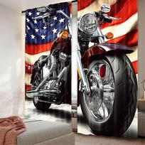 2 vnt. Šaunios motociklo užuolaidos Amerikos vėliava Klasikinė užuolaida Motociklas Ekstremalus sportas Modernus Tinka svetainei Miegamajam 100*130 HOOK 1pcs