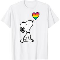 Riešutai - Snoopy Gėjų Pasididžiavimo Mėnesio Vaivorykštės Širdies Marškinėliai S balta