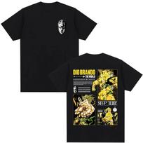 Anime Jojo Bizarre Adventure Dio Brando The World T Shirts Men's Women Casual Cotton Y2K Short Sleeves Oversized Tees Streetwear S juoda