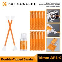 K&F CONCEPT 16mm APS-C/24mm Full Frame Double-Tipped Sensor Cleaning Swabs*10pcs & 20ml Liquid Cleaner Sets For DSLR SLR Cameras liquid 10pc 16mm