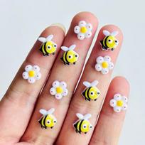 55 Pieces Of Mixed Style Nail Art Resin Cute Small Animation Bee Flower Charm Rhinestone Diy Nail Craft 3D Decorative Jewelry A148 beige