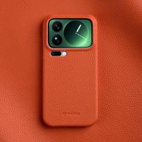Melkco Genuine Cowhide Leather Case for Xiaomi 17 Pro Max Mi17 Pro Luxury Style Lichee Pattern Mobile Phone Protective Cover Xiaomi 17 oranžinė