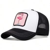 Unisex Rožinio Flamingos Siuvinėtas Pleistras Tinklinis Beisbolo Kepuraitė Pavasaris Ir Vasara Lauko Reguliuojama Atsitiktinė Kepurė Hip Hop Kepurė Kepurė Nuo Saulės