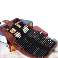 Artists Pencil Case 24 Holes Roll Brush Pen Pouch For Artist Students Retro Canvas Makeup Office School Bag Desk Pen Holder
