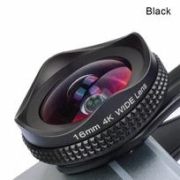 16mm 4K Super Wide Angle Macro Phone Lens 2 in 1 15X Distortionless HD Universal Clip Camera Lens Kit For iphone Android Lens juoda