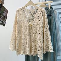 Spring Bohemian Crochet Cardigan Top 2XL abrikosas