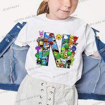 2025 New Sprunki English Letter ABCD.. Kids T-shirts Fashion Incredibox Game T Shirt Cartoon 26 Alphabet Boys Girls Funny Tshirt 110