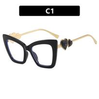 Women's fashion glasses - oversized square frames with heart-shaped accents