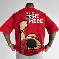 One Piece Luffy Zoro Anime New Oversized Summer Mens and Womens TShirt Personality Print Heavyweight Cotton TShirt Handsome S