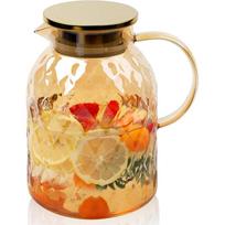PIGE HOME 1800ML Glass Pitcher With Lid Borosilicate Water Pitcher Bedside Water Carafe Vintage Glass Jug for Juice Coffee Tea gryna