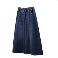 Didelio dydžio vasarinės elastinės džinsinės suknelės moterims Madingos laisvos A formos suknelės Aukštas juosmuo Vintage 5XL mėlyna