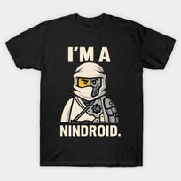 Men Black Print T-shirt Ninjago - I'M A Nindroid No-Cut Transfer Paper Print Cotton Tshirt S juoda