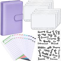 A6 PU Leather Notebook Binder Budget Planner Organizer 6 Ring Binder Cover 8 Binder Pockets And 12 Pieces Expense Budget Sheets
