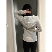 Lulu Slim Fit Embroidered Scuba Zip-Up Hoodie - Casual Yoga Sweatshirt Size 10 viržių pilka spalva
