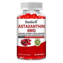 Astaxanthin 6 Mg Dietary Supplement, Natural Vitamin E, Beta Carotene, 120 Softgels Per Bottle 120 Capsules