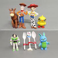 7pcsDisney Toy Story 4 Cartoon Buzz Lightyear Woody Jessie Bullseye Horse Forky Bunny Rabbit Doll Decorative Ornament Gift Toys