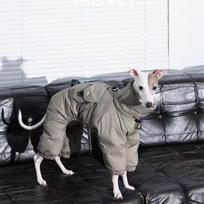 Naujienos Žieminiai šunų paltai, Storesnis augintinių šunų kombinezonas - Aukšta apykaklė ir pilnai dengiančios keturios kojos, Šilti Whippet Greyhound drabužiai S pilka spalva