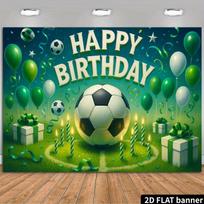 2D futbolo vakarėlio fonas - Žalias ir baltas futbolo plakatas vaikų sporto gimtadienio fotosesijai 47.2x31.5inch/120*80cm