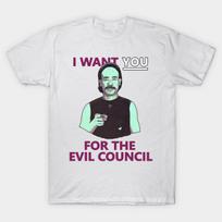 Men Black Print T-shirt Kung Pow - I Want You For The Evil Council No-Cut Transfer Paper Print Cotton Tshirt M balta