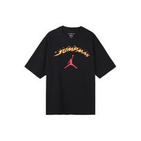 Jordan American Retro Logo Cartoon Print Crew Neck Oversized Short Sleeve T-Shirt With Drop Shoulder Men Tops Black FJ7685-010 L gray