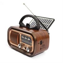 Solar Panels AM FM Portable Stereo Bluetooth-compatible Speaker Radio USB Rechargeable Vintage 3 Band Large Tuning Knob Radio ruda