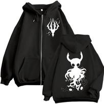 Limited Hollow Knight Game Graphic Zipper Hoodies Gothic Vintage Zip Up Hooded Sweatshirts Men Women Fashion Casual Pullovers XS juoda