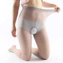 Stockings For Women Ultra-Thin Open Crotch Anti-Hook Pantyhose Transparent Seamless Sockings Ultra Elastic See-Through Underwear Free Size(40-65kg)